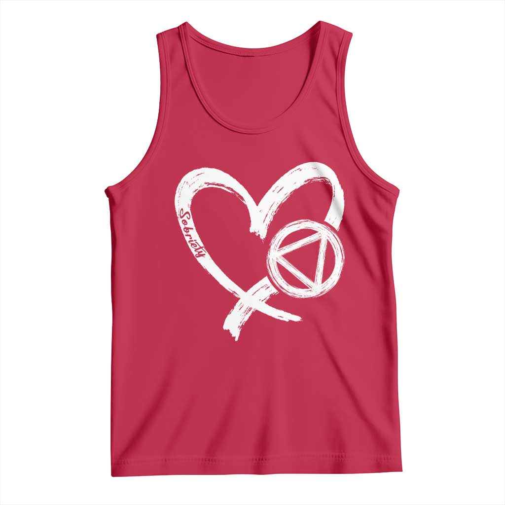 Sobriety Heart Sober Anniversary Alcoholic Abstinence Tank Top TS11 Red Print Your Wear
