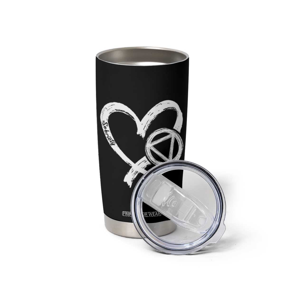 Sobriety Heart Sober Anniversary Alcoholic Abstinence Tumbler Cup TS11 Print Your Wear