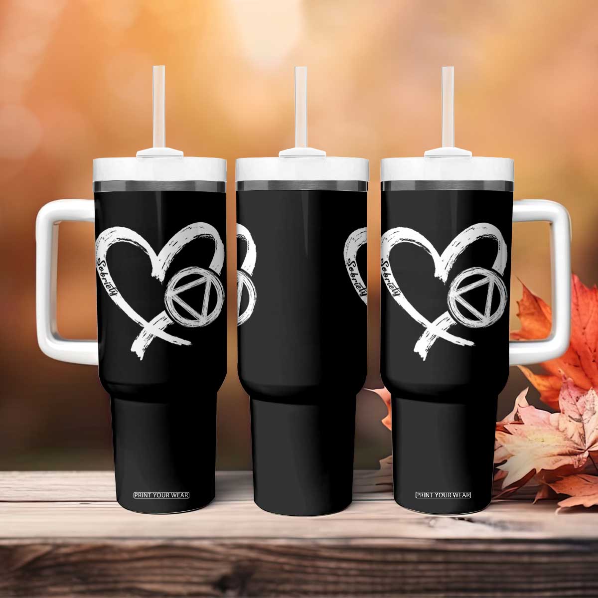 Sobriety Heart Sober Anniversary Alcoholic Abstinence Tumbler With Handle TS11 Print Your Wear