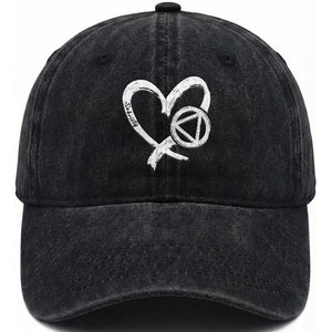 Sobriety Heart Sober Anniversary Alcoholic Abstinence Washed Cotton Baseball Cap TS11 Print Your Wear