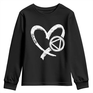 Sobriety Heart Sober Anniversary Alcoholic Abstinence Youth Sweatshirt TS11 Black Print Your Wear