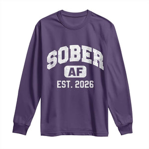 Sober AF 2026 AA Recovery Achiever Sobriety Anniversary Long Sleeve Shirt TS11 Purple Print Your Wear