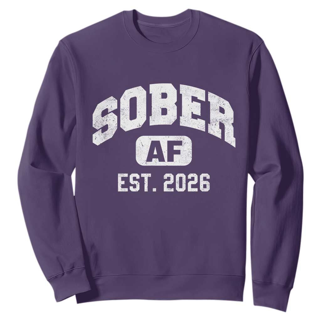 Sober AF 2026 AA Recovery Achiever Sobriety Anniversary Sweatshirt TS11 Purple Print Your Wear
