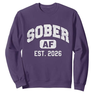 Sober AF 2026 AA Recovery Achiever Sobriety Anniversary Sweatshirt TS11 Purple Print Your Wear