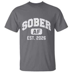 Sober AF 2026 AA Recovery Achiever Sobriety Anniversary T Shirt TS11 Charcoal Print Your Wear