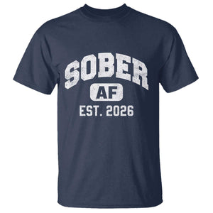 Sober AF 2026 AA Recovery Achiever Sobriety Anniversary T Shirt TS11 Navy Print Your Wear