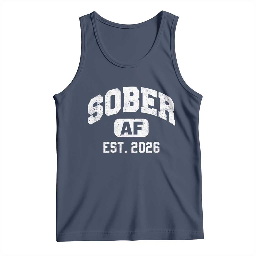 Sober AF 2026 AA Recovery Achiever Sobriety Anniversary Tank Top TS11 Navy Print Your Wear