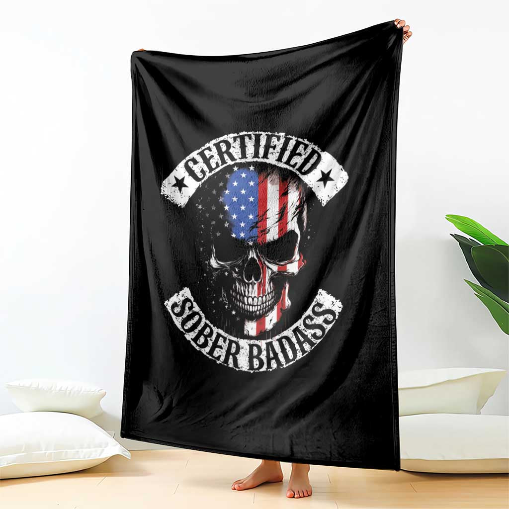Certified Sober Badass Throw Blanket Sobriety Alcohol Fighters Vintage Skull TS11 Print Your Wear
