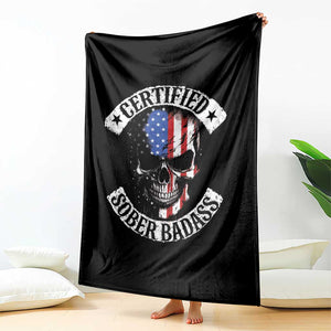 Certified Sober Badass Throw Blanket Sobriety Alcohol Fighters Vintage Skull TS11 Print Your Wear