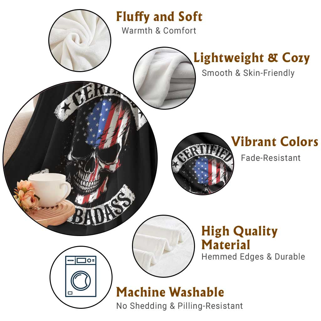 Certified Sober Badass Throw Blanket Sobriety Alcohol Fighters Vintage Skull TS11 Print Your Wear