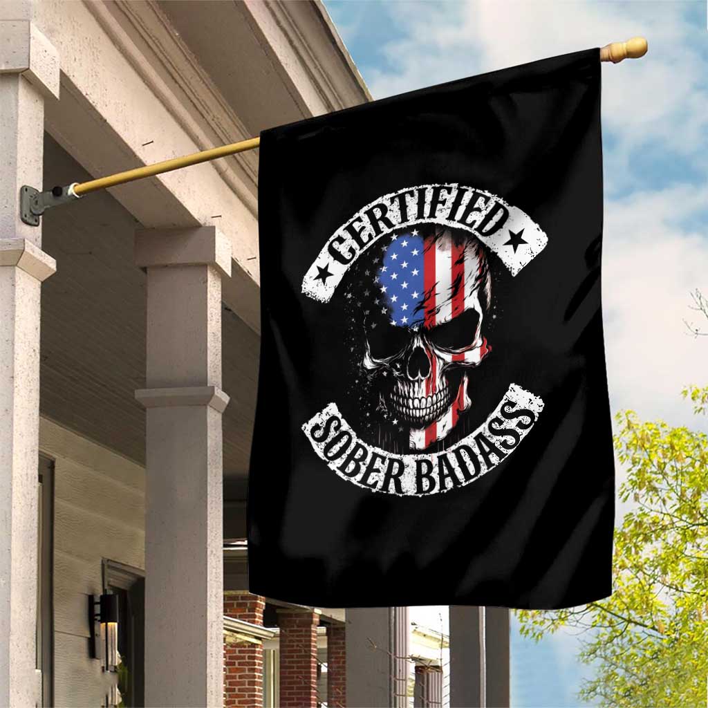 Certified Sober Badass Garden Flag Sobriety Alcohol Fighters Vintage Skull TS11 Print Your Wear