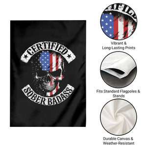 Certified Sober Badass Garden Flag Sobriety Alcohol Fighters Vintage Skull TS11 Print Your Wear
