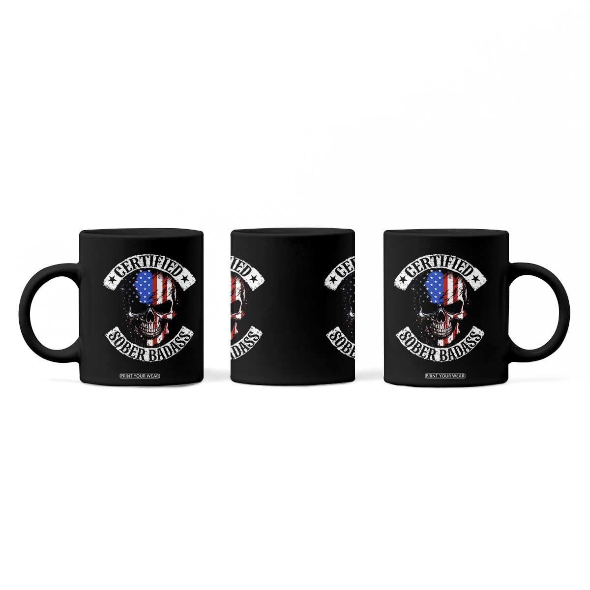 Certified Sober Badass Coffee Mug Sobriety Alcohol Fighters Vintage Skull TS11 Print Your Wear