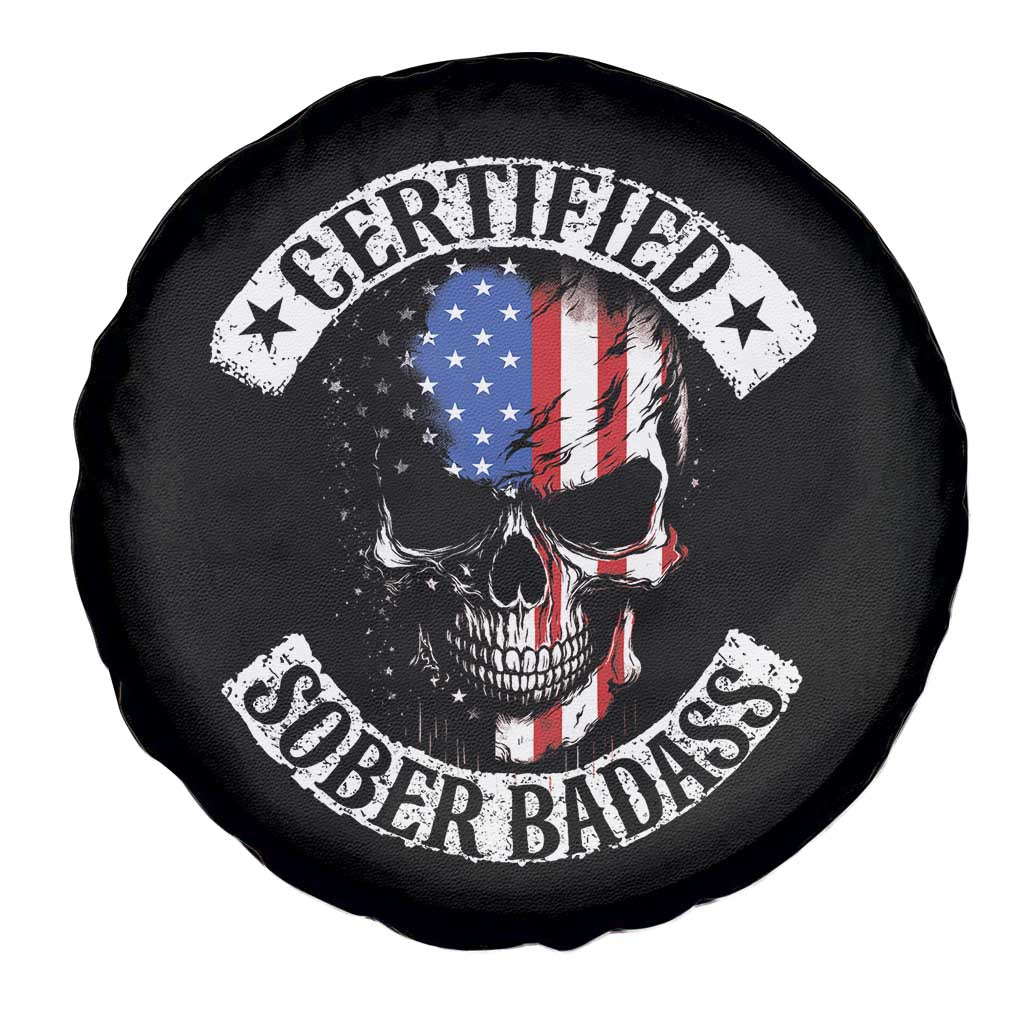 Certified Sober Badass Spare Tire Cover Sobriety Alcohol Fighters Vintage Skull TS11 Print Your Wear
