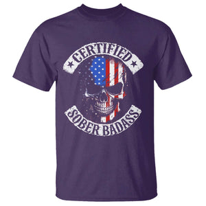 Certified Sober Badass T Shirt Sobriety Alcohol Fighters Vintage Skull TS11 Purple Print Your Wear