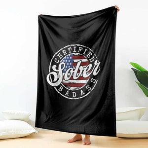 Certified Sober Badass Throw Blanket Sobriety Alcohol Recovery Vintage American Flag TS11 Print Your Wear