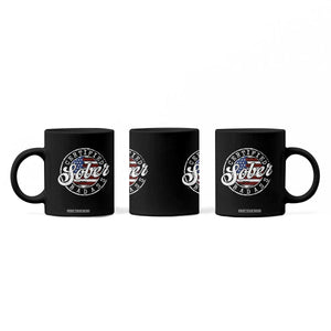Certified Sober Badass Coffee Mug Sobriety Alcohol Recovery Vintage American Flag TS11 Print Your Wear