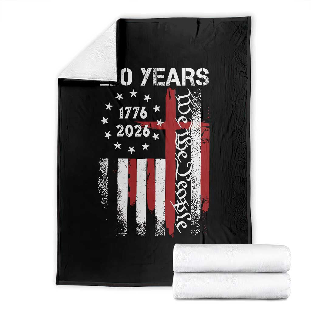 250 Years America Anniversary Christian USA Flag Throw Blanket TS11 Black Print Your Wear