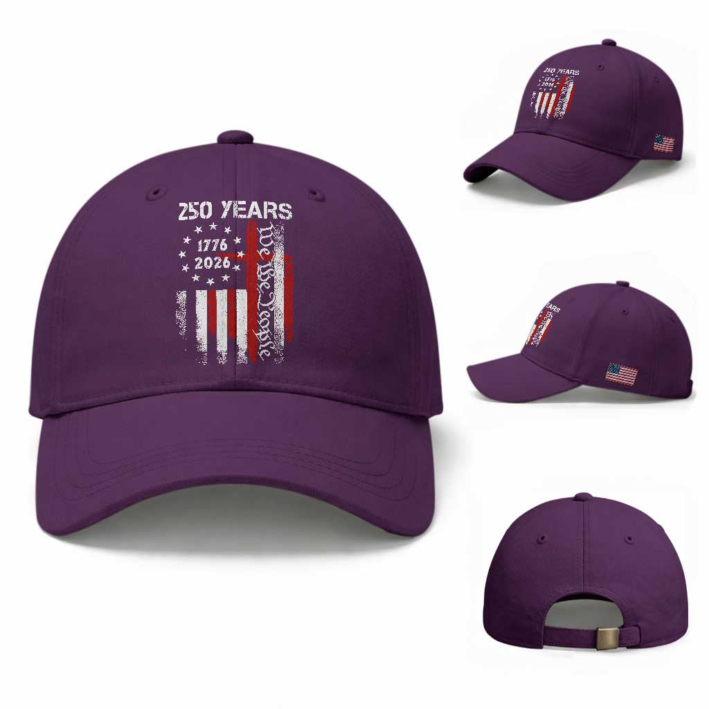 250 Years America Anniversary Christian USA Flag Baseball Cap TS11 Baseball Cap Universal Fit Purple Print Your Wear