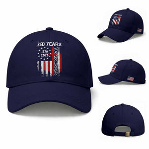 250 Years America Anniversary Christian USA Flag Baseball Cap TS11 Baseball Cap Universal Fit Dark Blue Print Your Wear