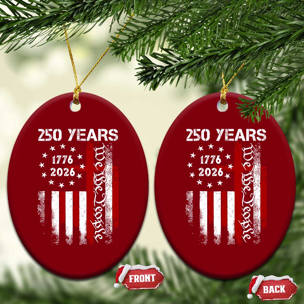 250 Years America Anniversary Christian USA Flag Ceramic Ornament TS11 Print Your Wear