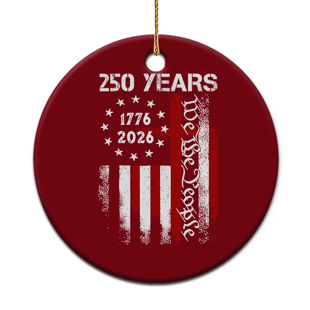 250 Years America Anniversary Christian USA Flag Ceramic Ornament TS11 1pc Red Print Your Wear