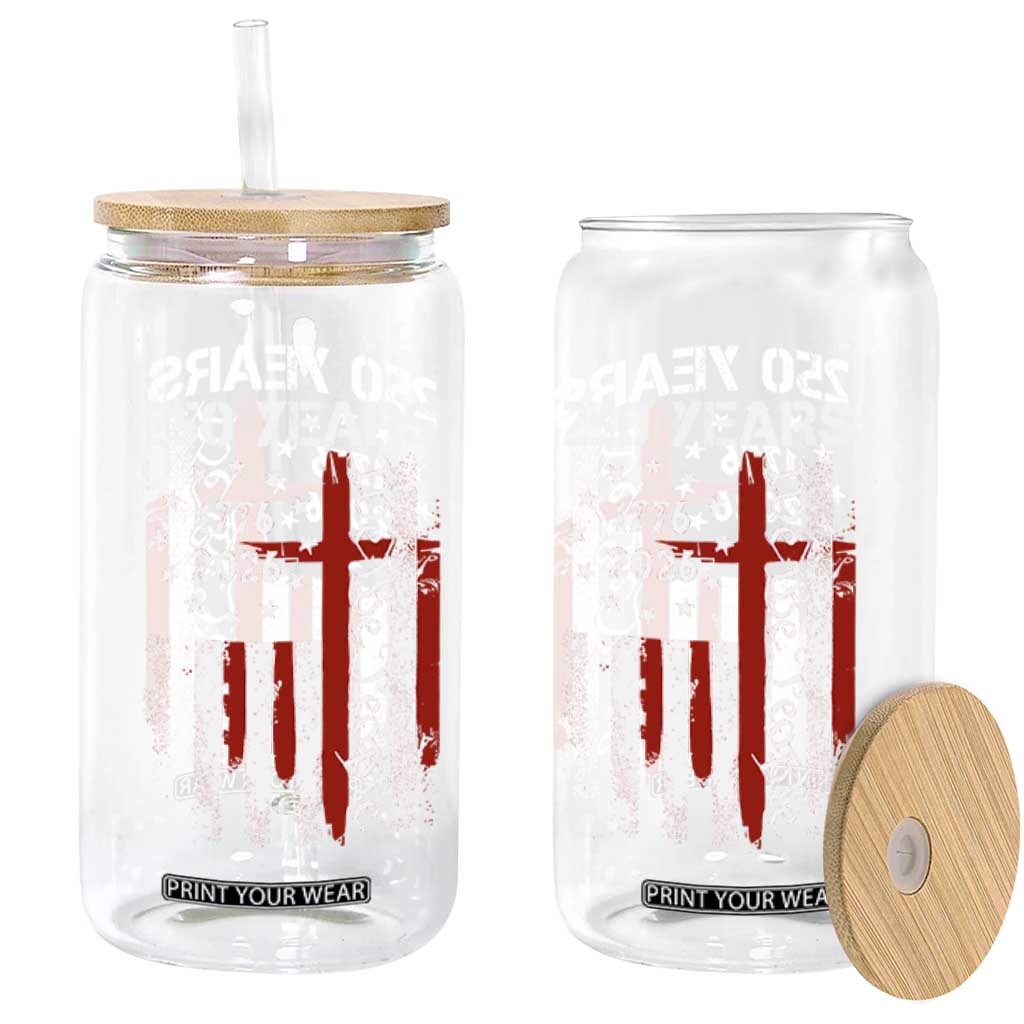 250 Years America Anniversary Christian USA Flag Glass Can TS11 Print Your Wear