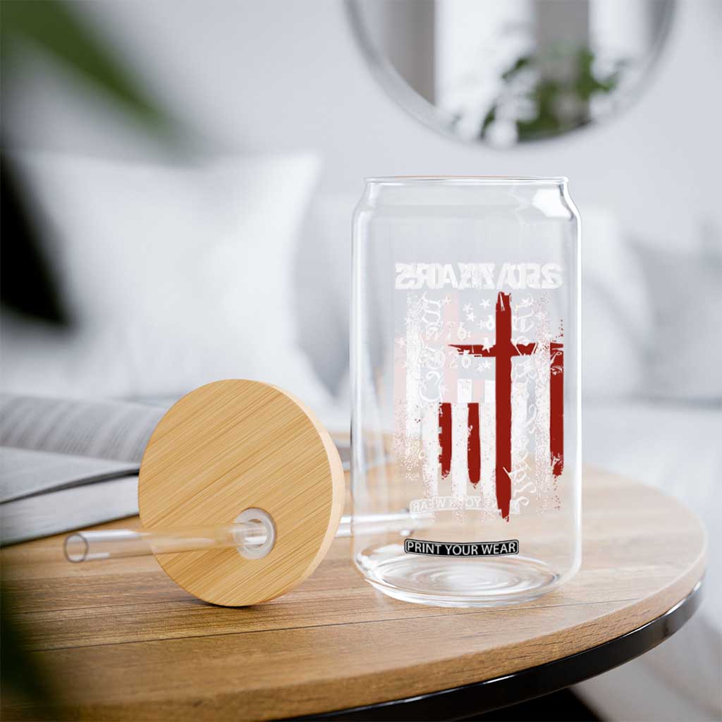 250 Years America Anniversary Christian USA Flag Glass Can TS11 Print Your Wear