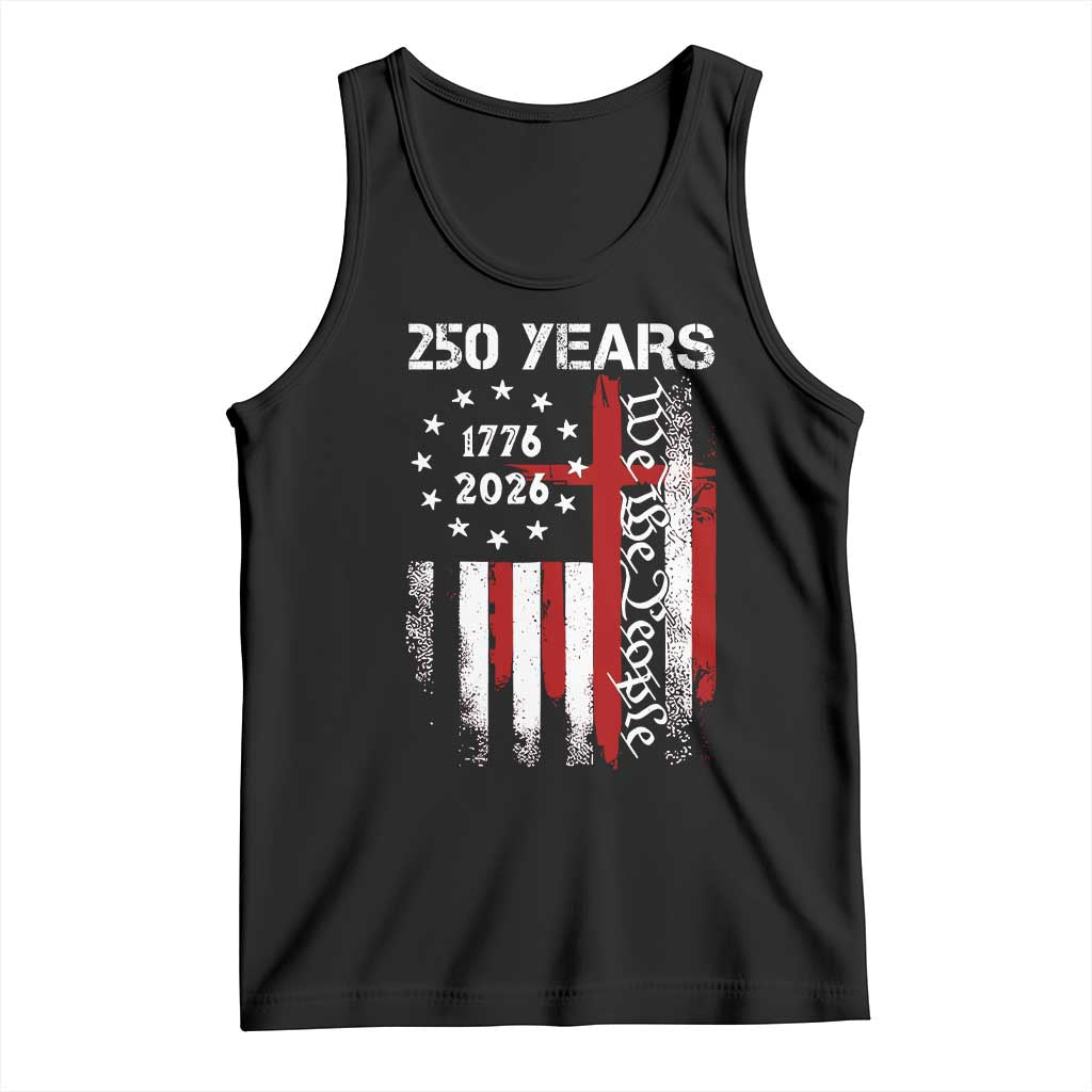 250 Years America Anniversary Christian USA Flag Tank Top TS11 Black Print Your Wear