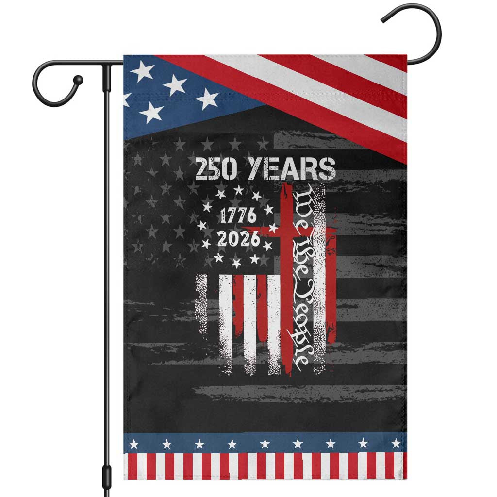 250 Years America Anniversary Christian USA Flag Patriotic Garden Flag TS11 Distressed Black Blue Print Your Wear