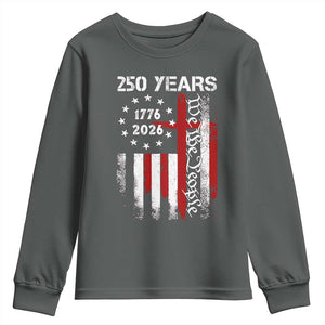 250 Years America Anniversary Christian USA Flag Youth Sweatshirt TS11 Dark Heather Print Your Wear