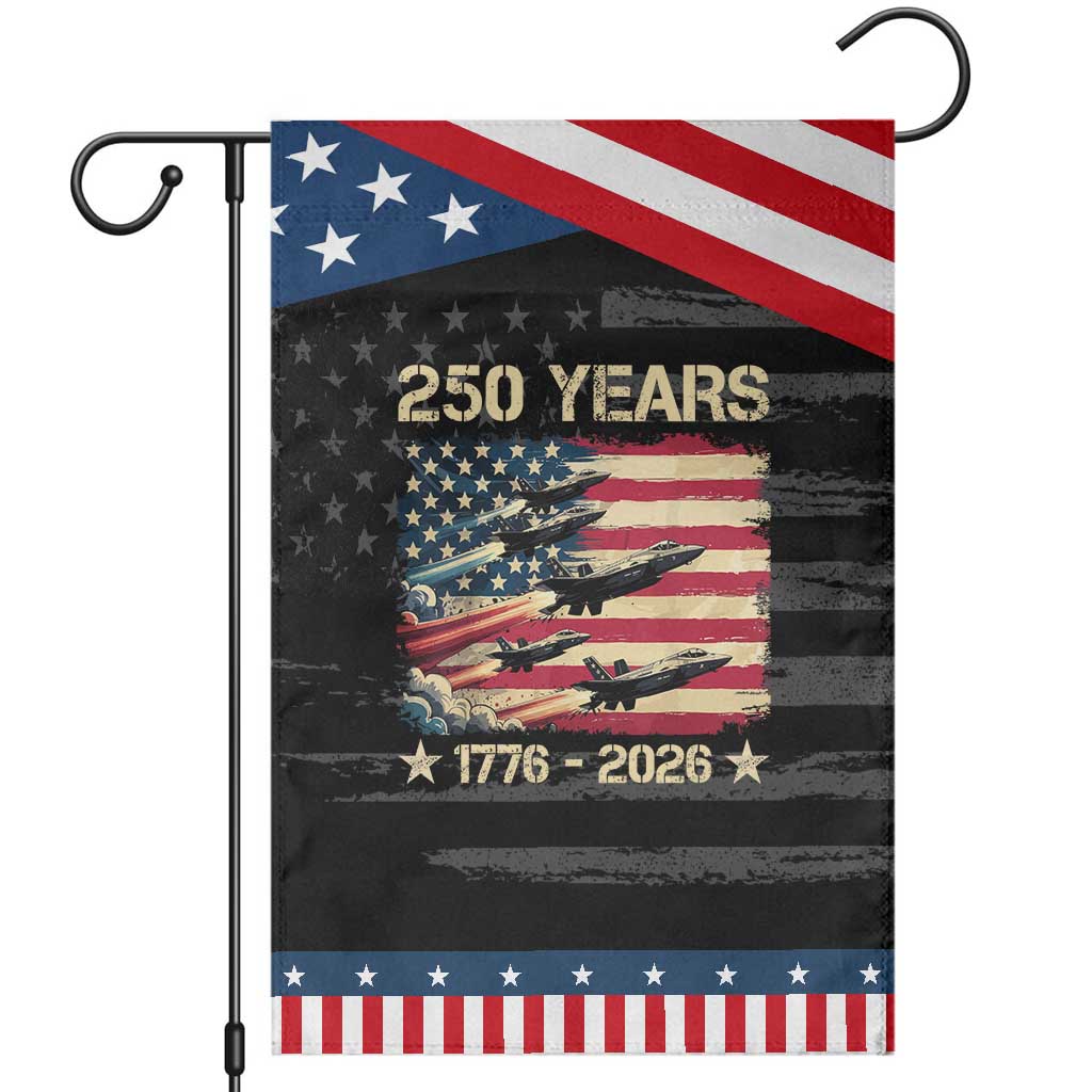 USA 250 Years 1776 2026 Patriotic Jets Trail American Flag Patriotic Garden Flag TS11 Distressed Black Blue Print Your Wear