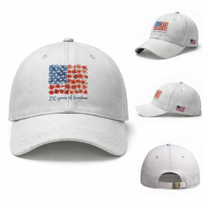 US 250 Years Of Freedom Baseball Cap Retro Flower American Flag TS11 Baseball Cap Universal Fit White Print Your Wear