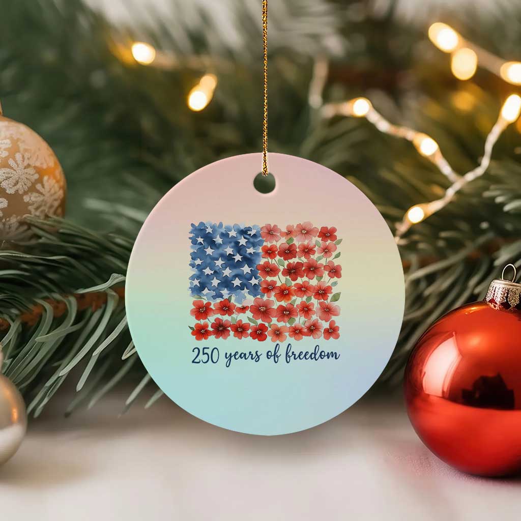 US 250 Years Of Freedom Ceramic Ornament Retro Flower American Flag TS11 1pc Pastel Print Your Wear