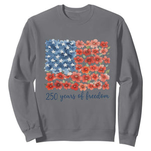 US 250 Years Of Freedom Sweatshirt Retro Flower American Flag TS11 Charcoal Print Your Wear