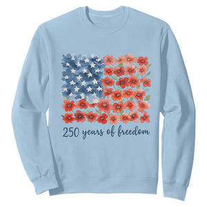 US 250 Years Of Freedom Sweatshirt Retro Flower American Flag TS11 Light Blue Print Your Wear