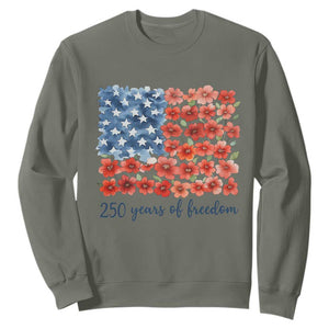 US 250 Years Of Freedom Sweatshirt Retro Flower American Flag TS11 Military Green Print Your Wear