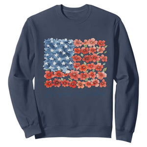 US 250 Years Of Freedom Sweatshirt Retro Flower American Flag TS11 Navy Print Your Wear