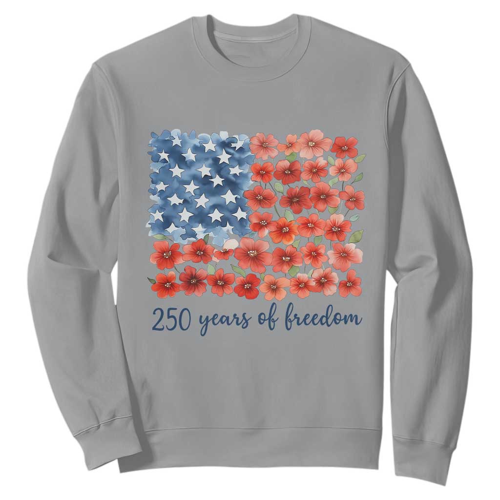 US 250 Years Of Freedom Sweatshirt Retro Flower American Flag TS11 Sport Gray Print Your Wear