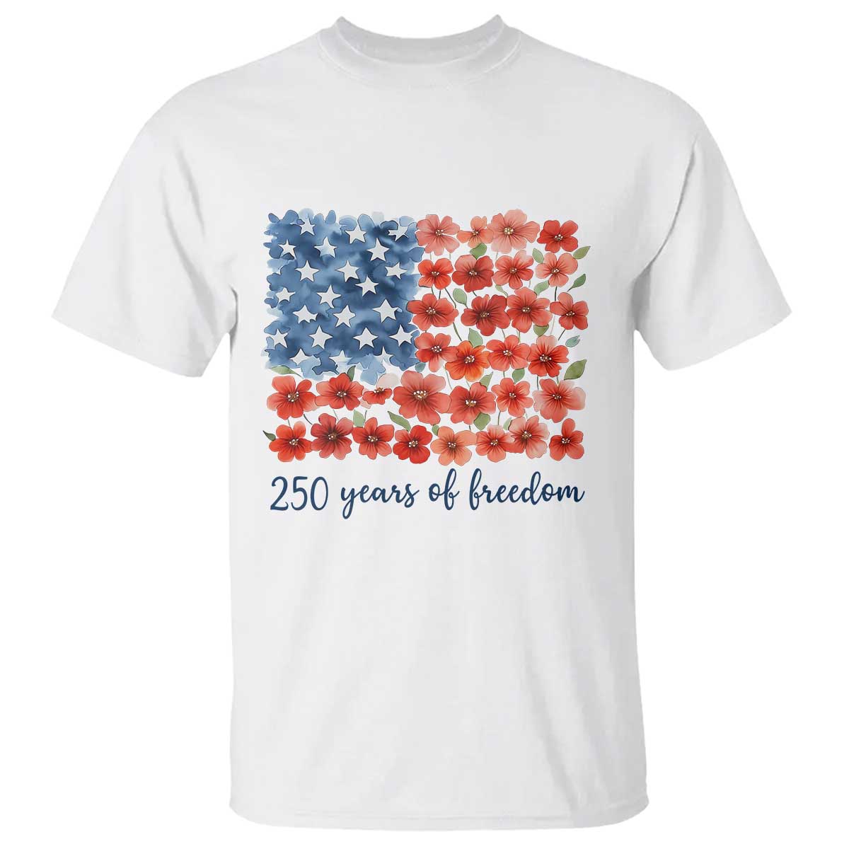 US 250 Years Of Freedom T Shirt Retro Flower American Flag TS11 White Print Your Wear