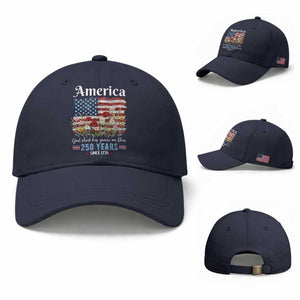 America God Shed His Grace On Thee 250 Years Since 1776 Baseball Cap TS11 Baseball Cap Universal Fit Navy Print Your Wear