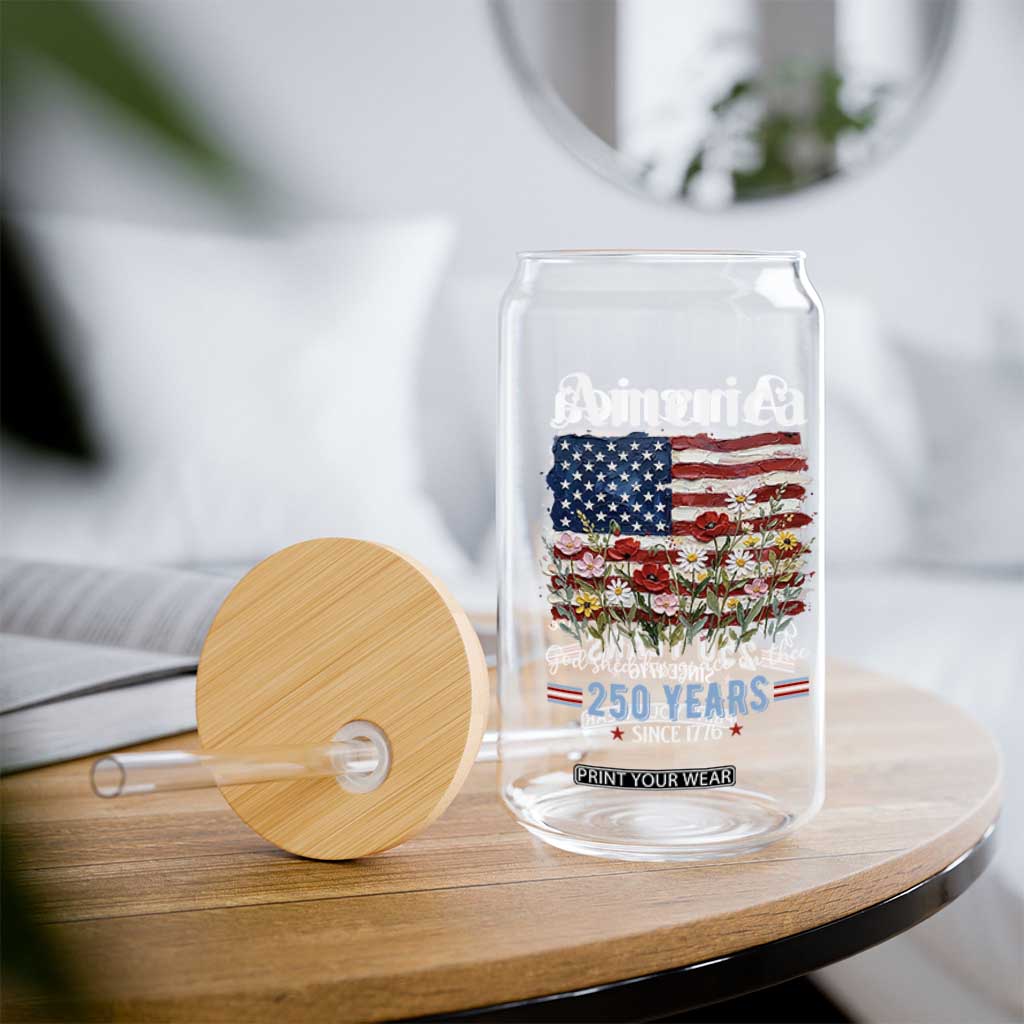 America God Shed His Grace On Thee 250 Years Since 1776 Glass Can TS11 Print Your Wear