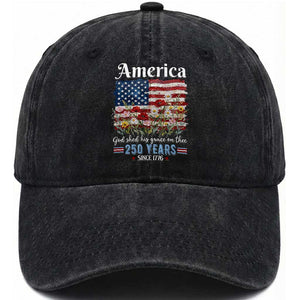 America God Shed His Grace On Thee 250 Years Since 1776 Washed Cotton Baseball Cap TS11 Print Your Wear