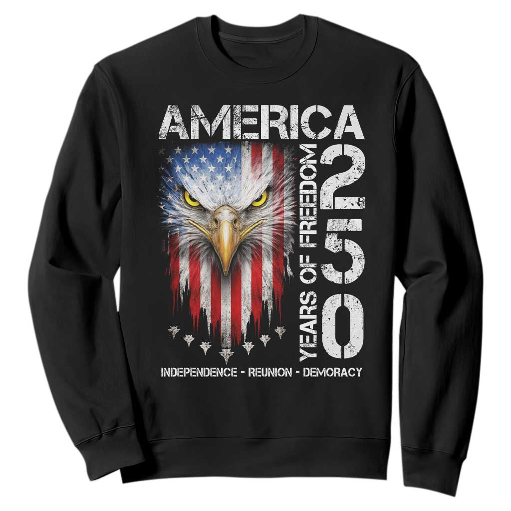 America 250 Years Of Freedom Sweatshirt USA Anniversary Bald Eagle Patriotic Jets TS11 Black Print Your Wear