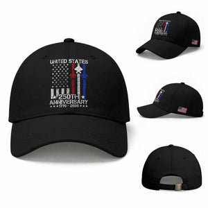 USA 250th Anniversary Baseball Cap Vintage American Flag Jets Semiquincentennial TS11 Baseball Cap Universal Fit Black Print Your Wear