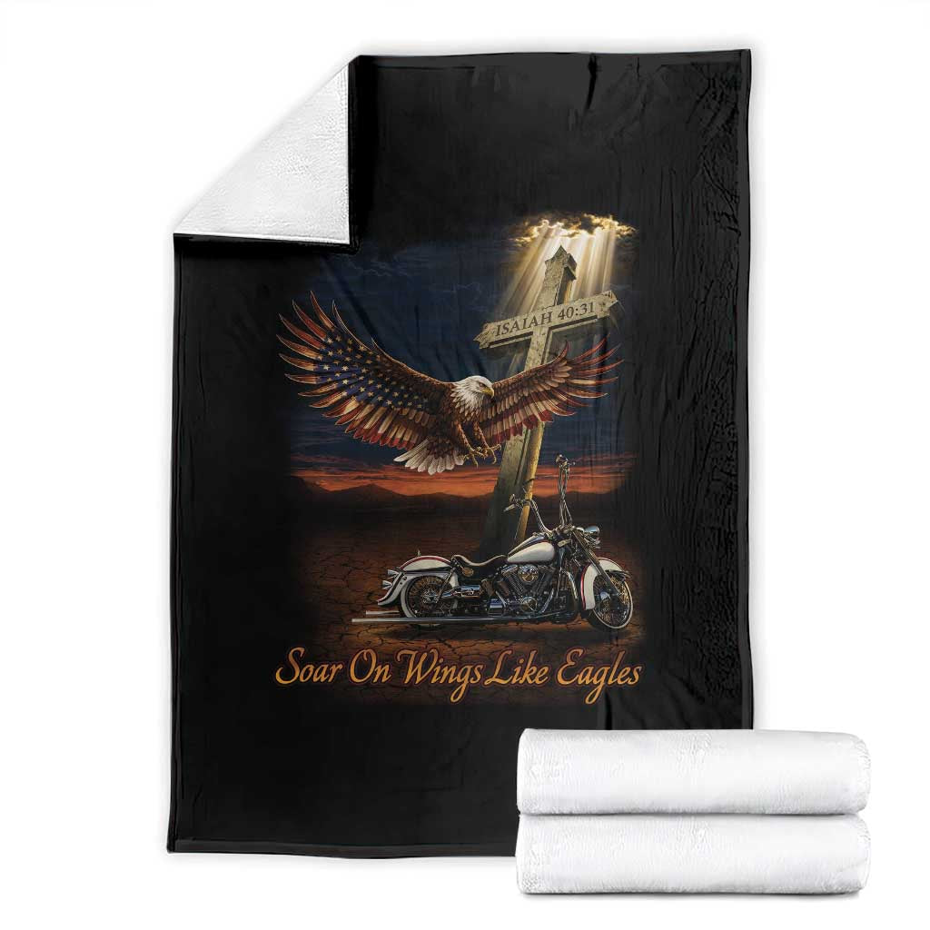 Soar On Wings Like Eagles Christian Throw Blanket Isaiah 40:31 Bible Verse Faith Motorcycle TS11 Black Print Your Wear