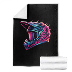 Motocross Helmet Neon Flame Graphic Dirt Bike Racing Throw Blanket TS11 Black Print Your Wear