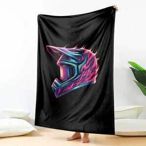 Motocross Helmet Neon Flame Graphic Dirt Bike Racing Throw Blanket TS11 Print Your Wear