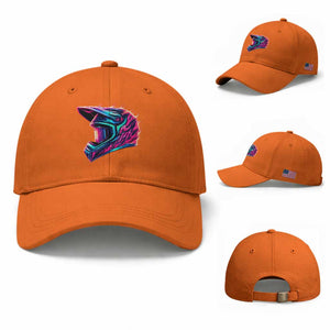 Motocross Helmet Neon Flame Graphic Dirt Bike Racing Baseball Cap TS11 Baseball Cap Universal Fit Orange Print Your Wear