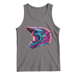 Motocross Helmet Neon Flame Graphic Dirt Bike Racing Tank Top TS11 Deep Heather Print Your Wear